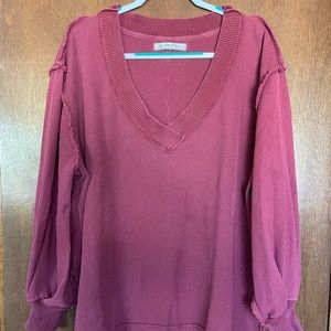 Free People We the People V Neck Sweatshirt